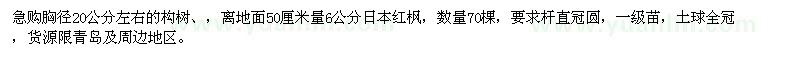 求购胸径20公分左右构树、6公分日本红枫