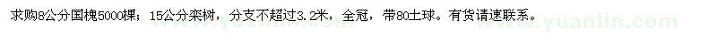 求购8公分国槐、15公分栾树