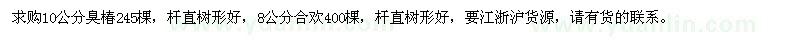 求购10公分臭椿、8公分合欢