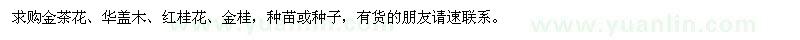 求购金茶花、华盖木、红桂花、金桂