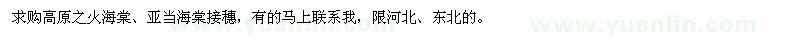 求购高原之火海棠、亚当海棠接穗