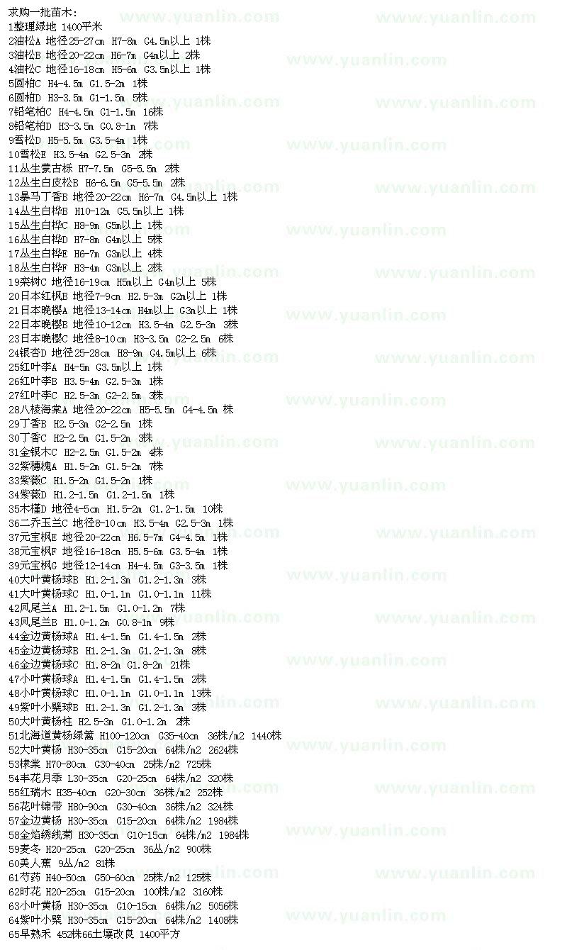 求购油松、圆柏、铅笔柏