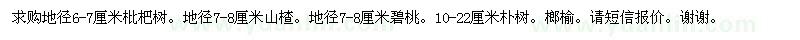 求购枇杷树、山楂、碧桃