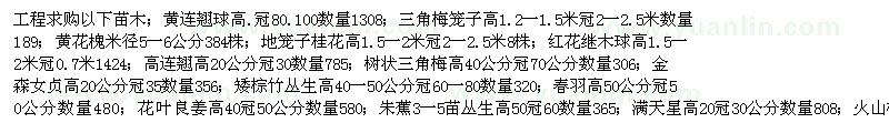 求购黄连翘球、三角梅、黄花槐