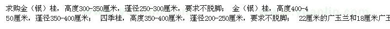 求购金（银）桂、四季桂、广玉兰