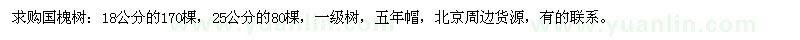 求购18、25公分国槐树