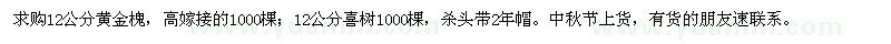求购12公分黄金槐、喜树