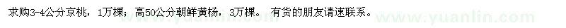 求购3-4公分京桃、高50公分朝鲜黄杨