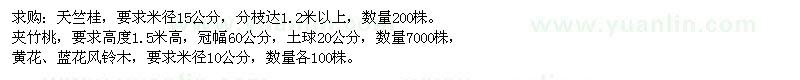 求购天竺桂、夹竹桃、风铃木