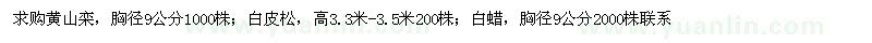 求购黄山栾树、白皮松、白蜡