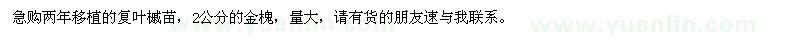 求购复叶槭苗、金槐