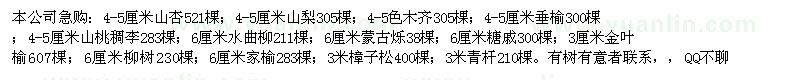 求购山杏、山梨、色木齐