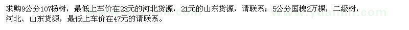 求购9公分107杨树、5公分国槐