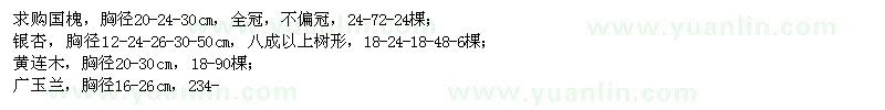 求购国槐、银杏、黄连木