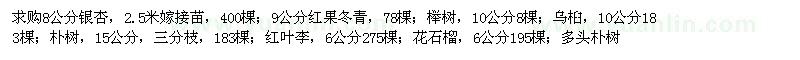 求购银杏、红果冬青、花石榴