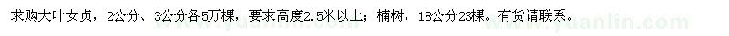 求购大叶女贞、楠树