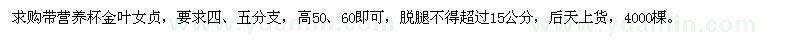 求购高50、60公分金叶女贞