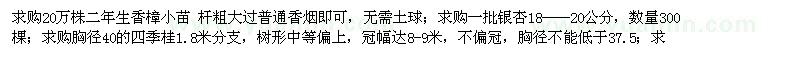 求购香樟小苗、银杏，四季桂