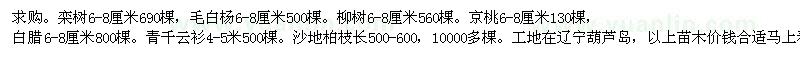 求购栾树、毛白杨、柳树