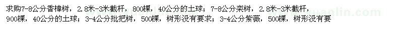 求购香樟、栾树、批把树、紫薇