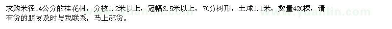 求购米径14公分桂花树