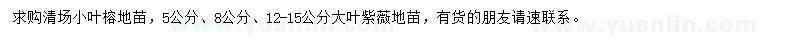 求购小叶榕、5、8、12-15公分大叶紫薇