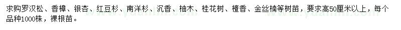 求购罗汉松、香樟、银杏等