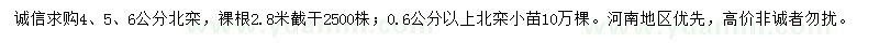 求购4、5、6公分北栾、0.6公分以上北栾小苗