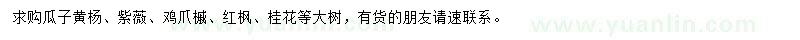 求购瓜子黄杨、紫薇、鸡爪槭等