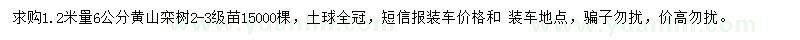 求购1.2米量6公分黄山栾树