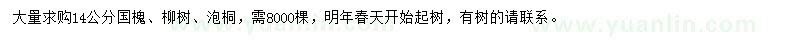 求购国槐、柳树、泡桐