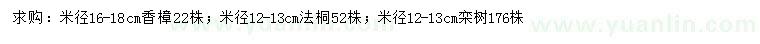 求购香樟、法桐、栾树