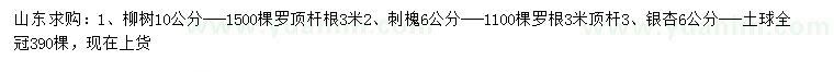 求购柳树、刺槐、银杏