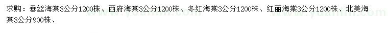 求购垂丝海棠、西府海棠、冬红海棠等