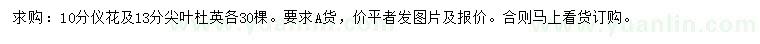 求购10公分仪花、13公分尖叶杜英