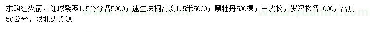 求购紫薇、速生法桐、黑牡丹等