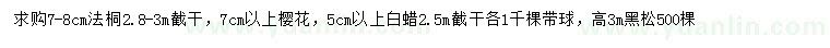 求购法桐、樱花、白蜡等