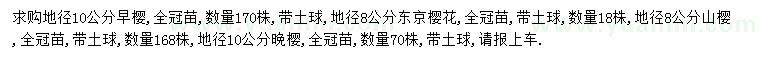 求购早樱、山樱、晚樱