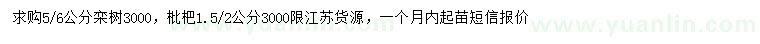 求购5、6公分栾树、1.5、2公分枇杷