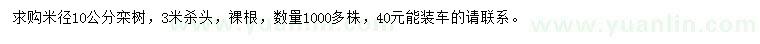 求购米径10公分栾树