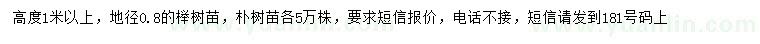 求购地径0.8公分榉树、朴树小苗