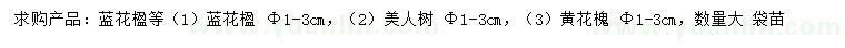 求购蓝花楹、美人树、黄花槐