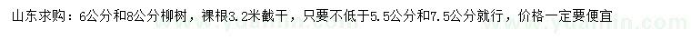 求购6、8公分柳树