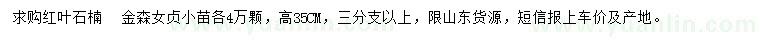 求购红叶石楠、金森女贞