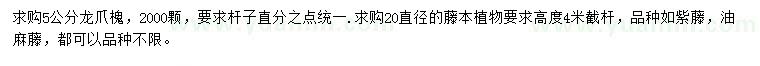 求购5公分龙爪槐、直径20公分藤本植物 