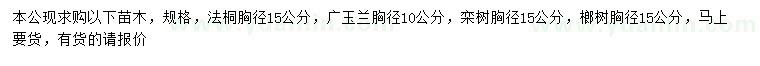 求购法桐、广玉兰、栾树等