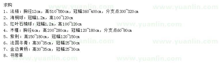 求购法梧、海桐球、红叶石楠球等