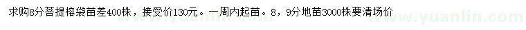 求购8、9公分菩提榕