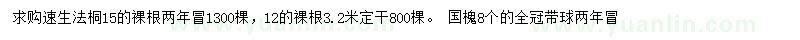 求购速生法桐、国槐