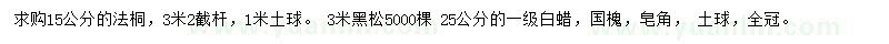 求购法桐、黑松、白蜡等